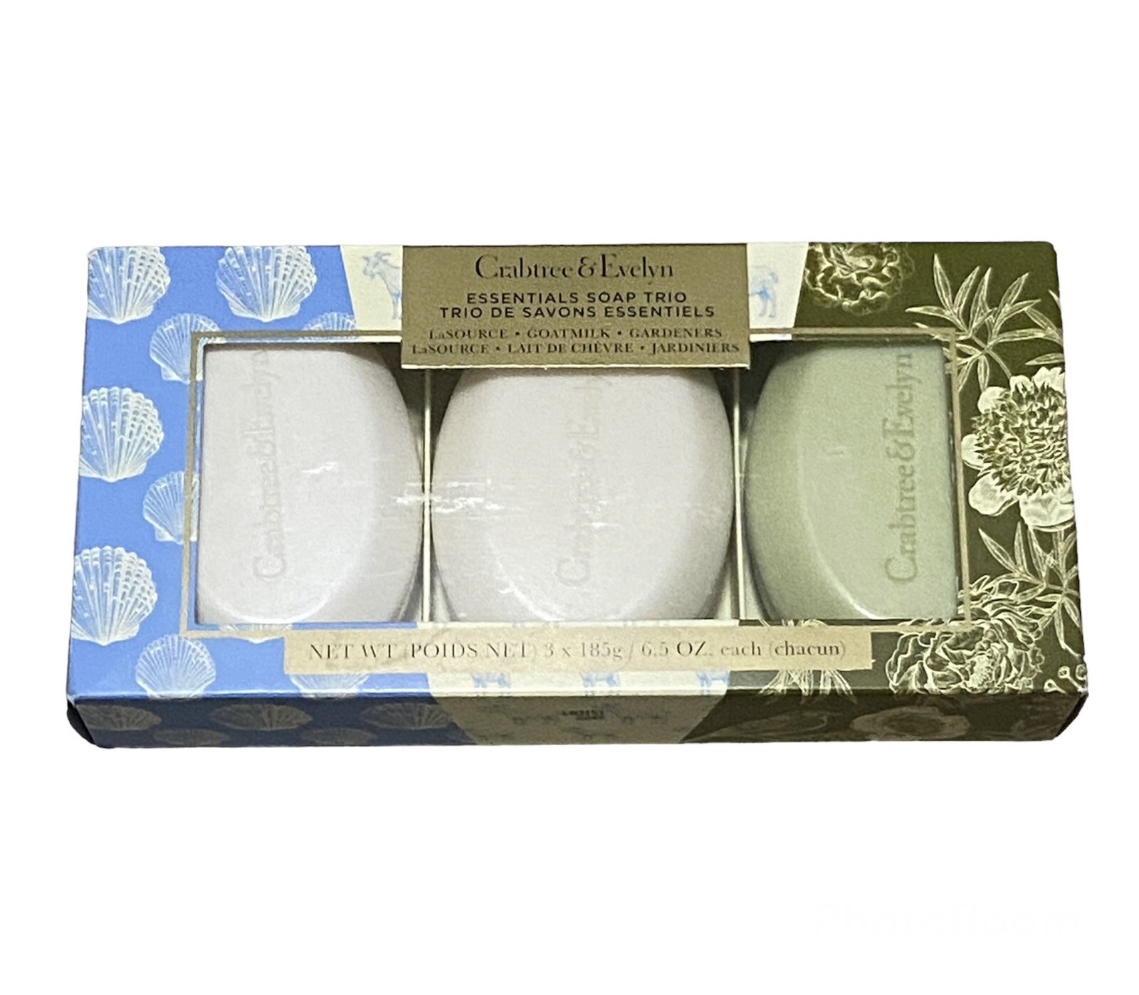 Crabtree & Evelyn Gardeners LaSource Goatmilk Essentials Soap Trio 3x 6.5 oz bar