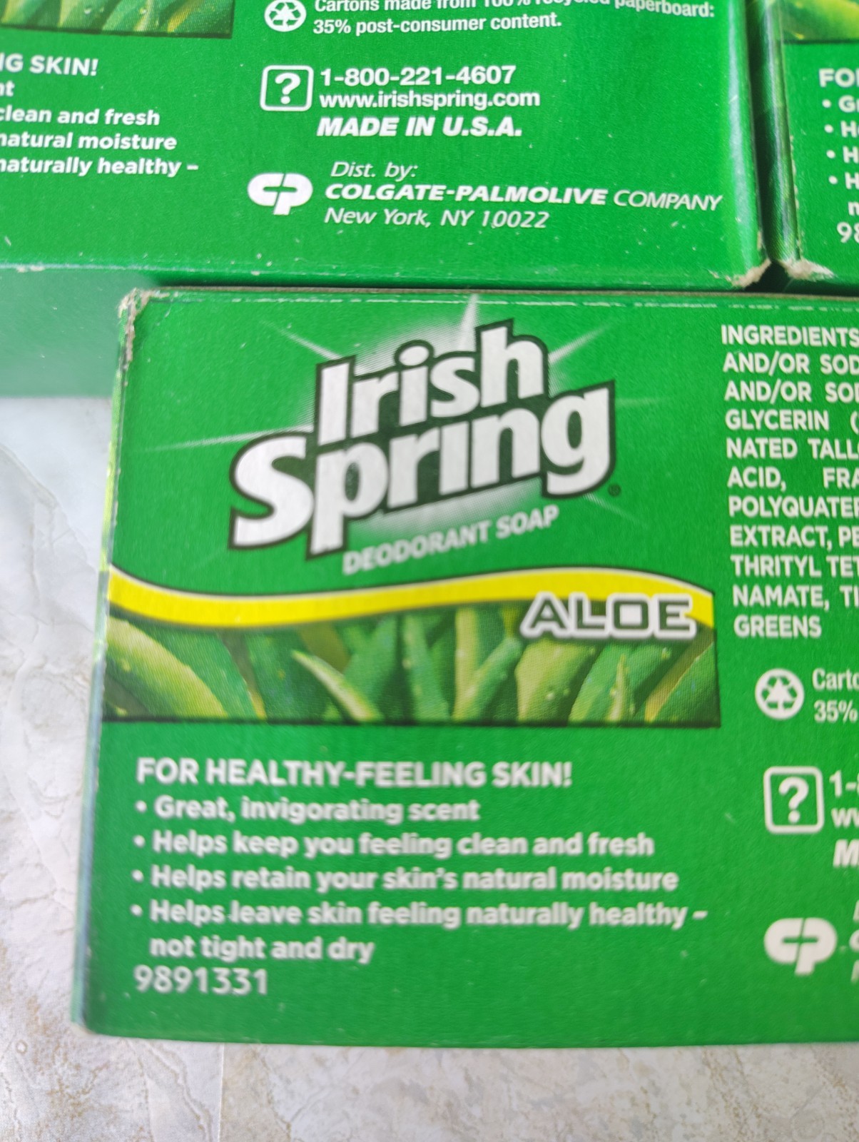 Vtg Soap Irish Spring LOT of 7 Bath Size Bars Deodorant 3.75 oz Aloe NO Flaxseed