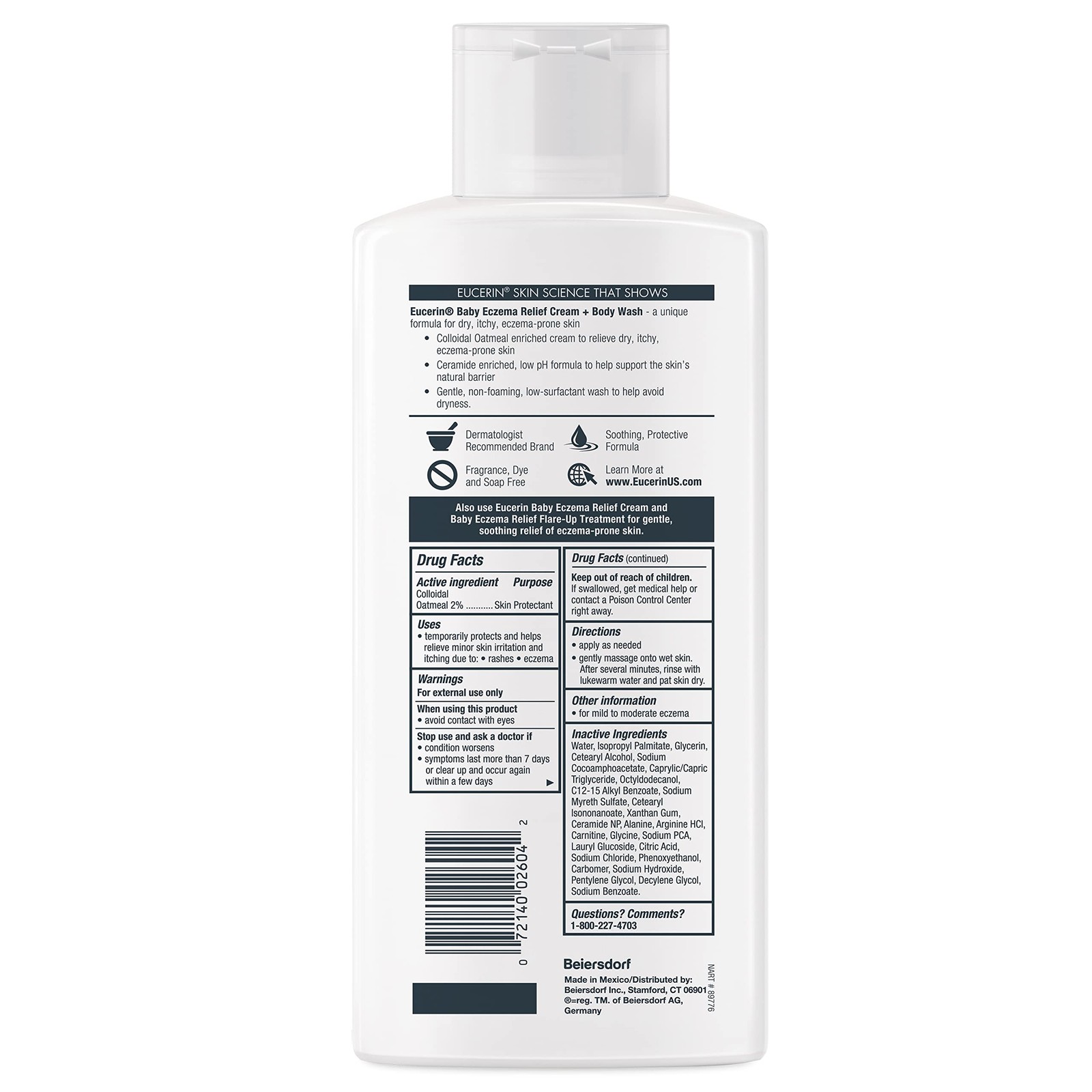 Eucerin Baby Eczema Relief Cream Body Wash, Fragrance Free Eczema Body Wash for