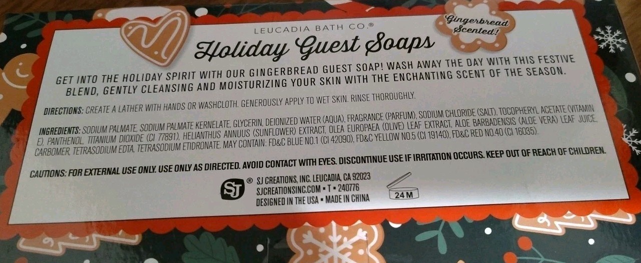 Holiday Guest Soap Gingerbread Men Scented Leucadia Bath Co 10.5 Oz