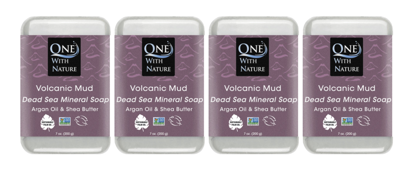 ONE WITH NATURE Volcanic Mud Soap with Dead Sea Minerals 7 oz ( 4 Pack )