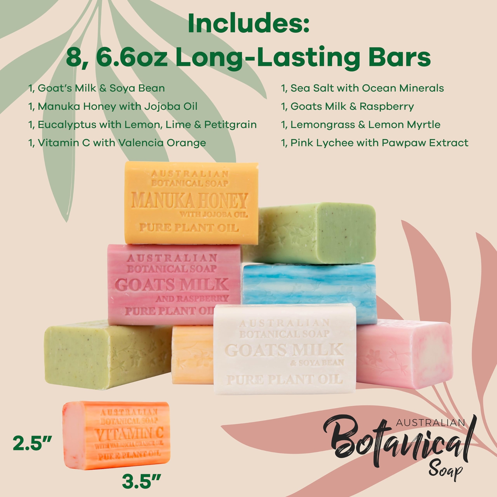 BODY SOAP with Organic Shea Butter 6.6 Oz 8 Pack AUSTRALIAN BOTANICAL SOAP