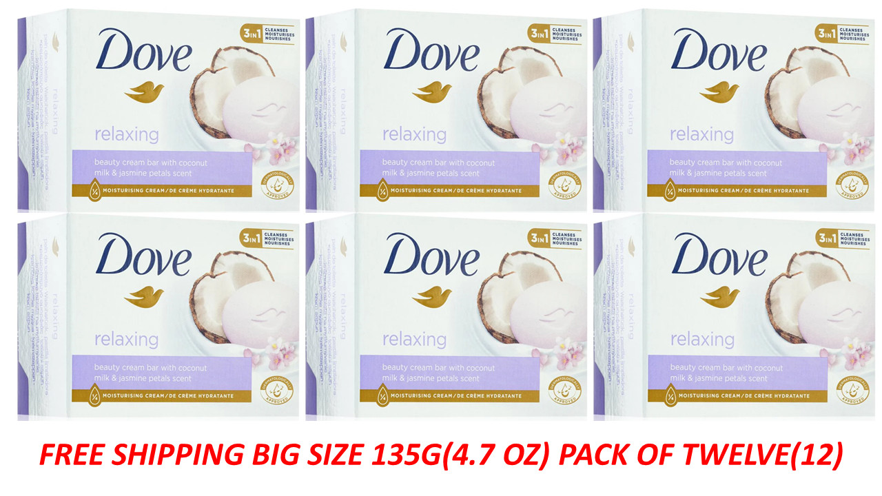 12 X Dove Bar Soap Beauty Cream Coconut & Jasmine Scent Nourishing Moisturizing
