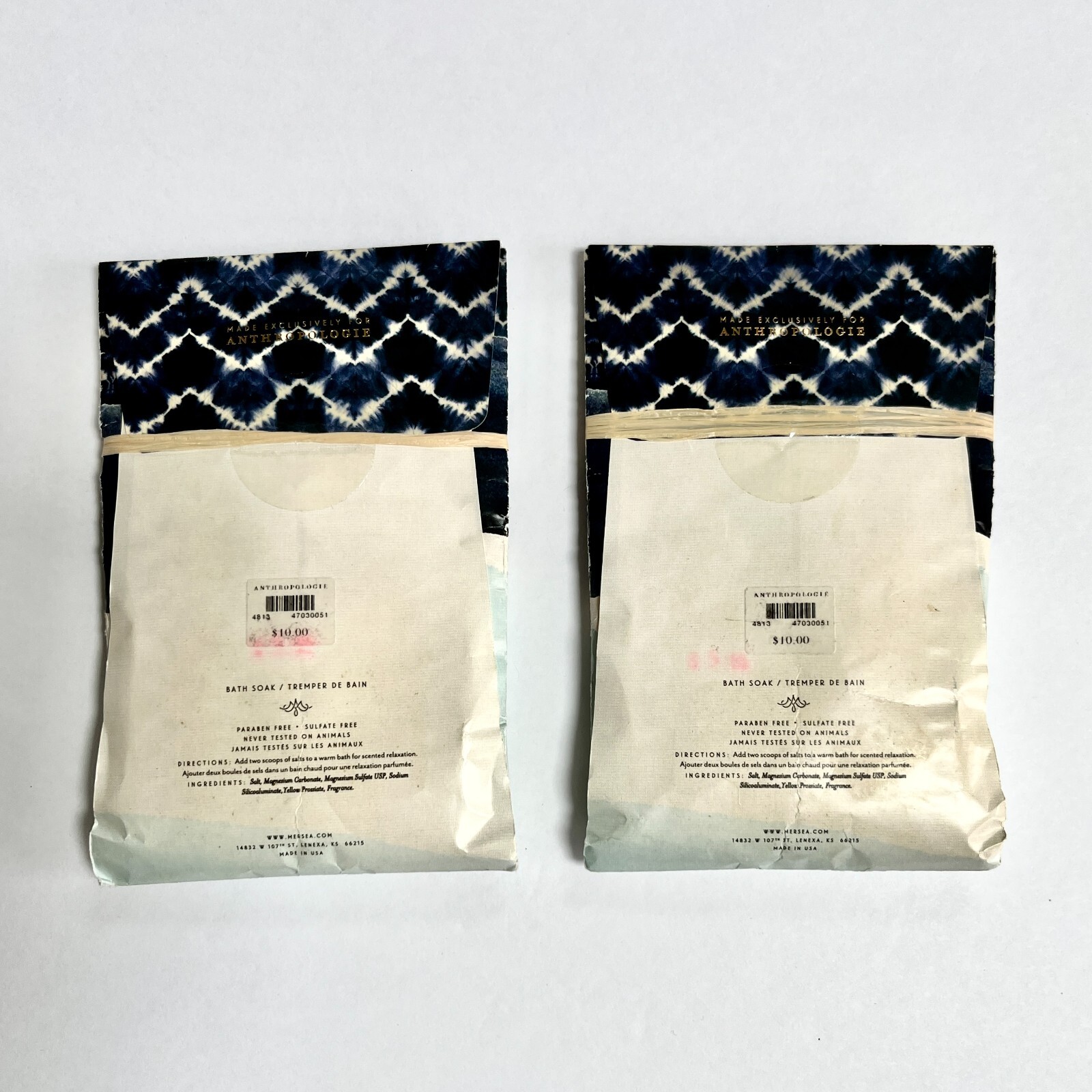Anthropologie 2 Qty MerSea Neroli Water Apres Sun Bath Soak 5 oz Pouches New