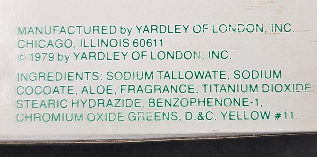Vtg. YARDLEY of London © 1979 Aloe Vera Soap 4.25oz Bar
