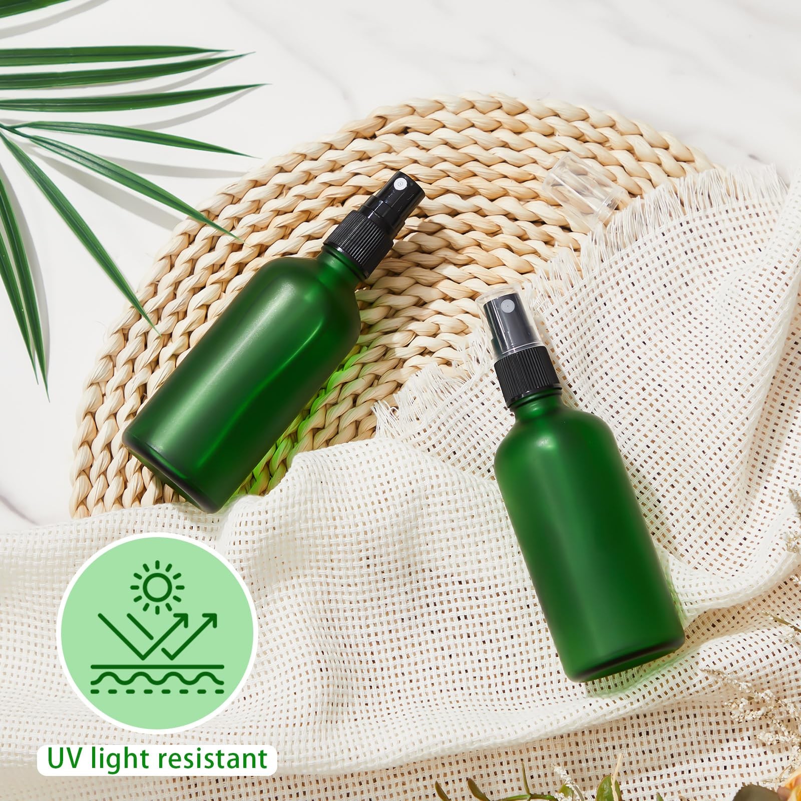 Roshtia 30 Pcs 3.4 oz 100 ml Green Glass Spray Bottles Refillable Perfume Atomiz