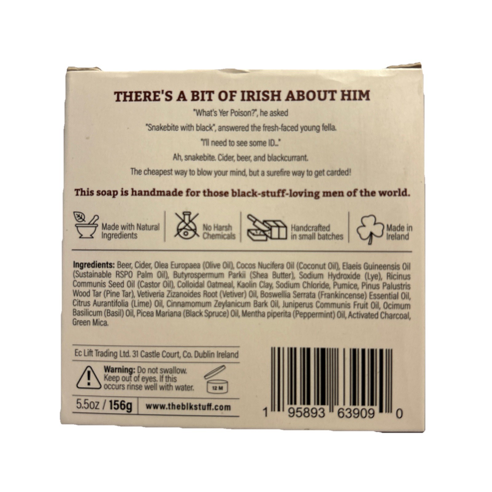 The Black Stuff “Whats Yer Poison”LIMITED EDITION Natural Irish Soap 5.5oz