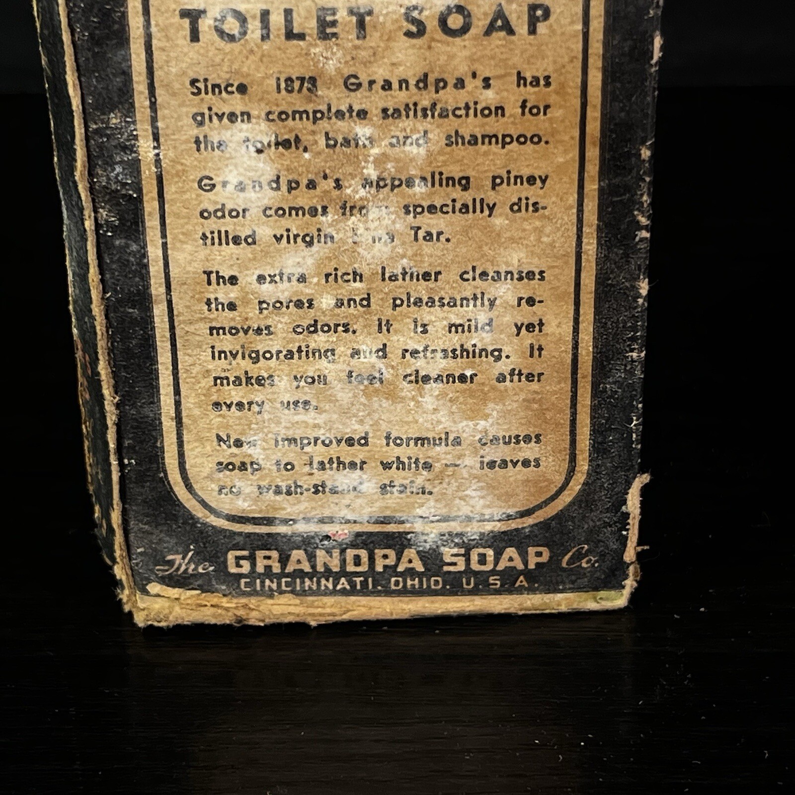 Antique Grandpa’s Wonder Pine Tar Toilet Soap New Cincinnati Ohio General Store