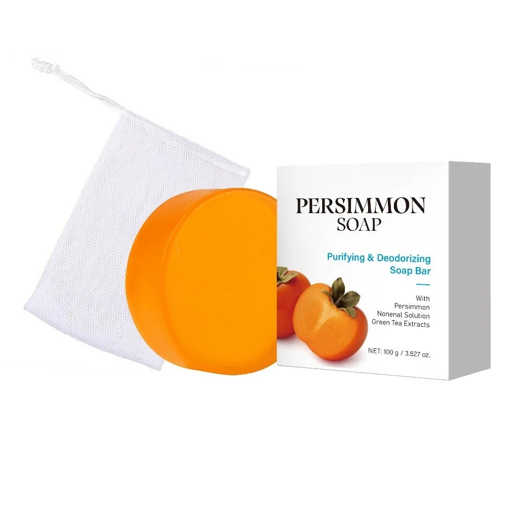 Persimmon Body Odor Soap Bar Green Tea Extract Deodorizing Cleanser 100g Unisex
