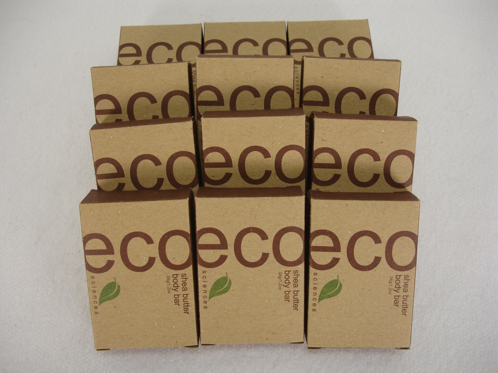 NEW LOT OF 12 ECO SCIENCES SHEA BUTTER BODY BAR SOAP VEGETABLE BASE 34 G, 1.2 OZ