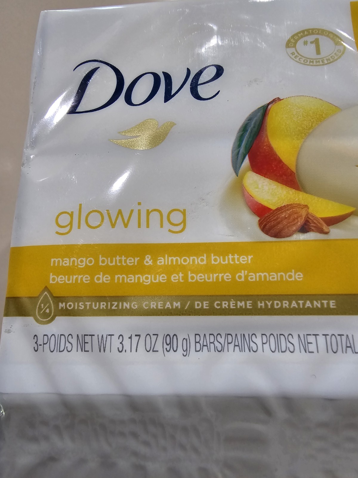 Dove Glowing Mango Almond Butter 15 Bars Soap Lot 5 Packs 3.17 Oz Each Pack
