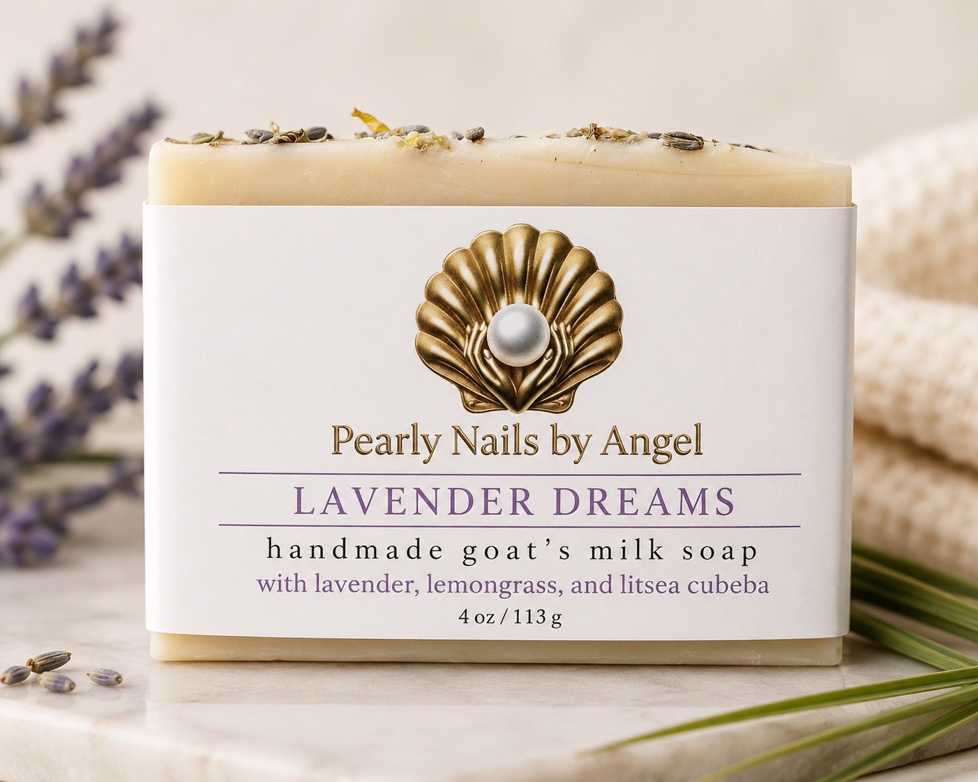 Pearly Nails by Angel Handmade Goat’s Milk Soap Lavender Lemongrass 4oz