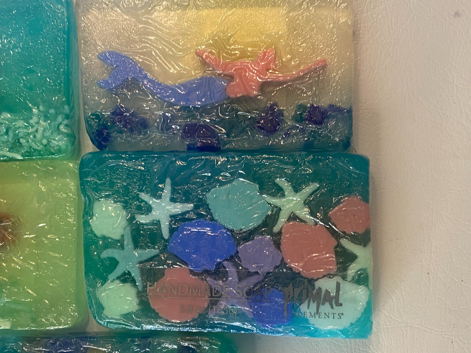 5 Primal Elements 3.5 oz. Bar Soap in Shrinkwrap Mermaid, Fish, Sand Dollar
