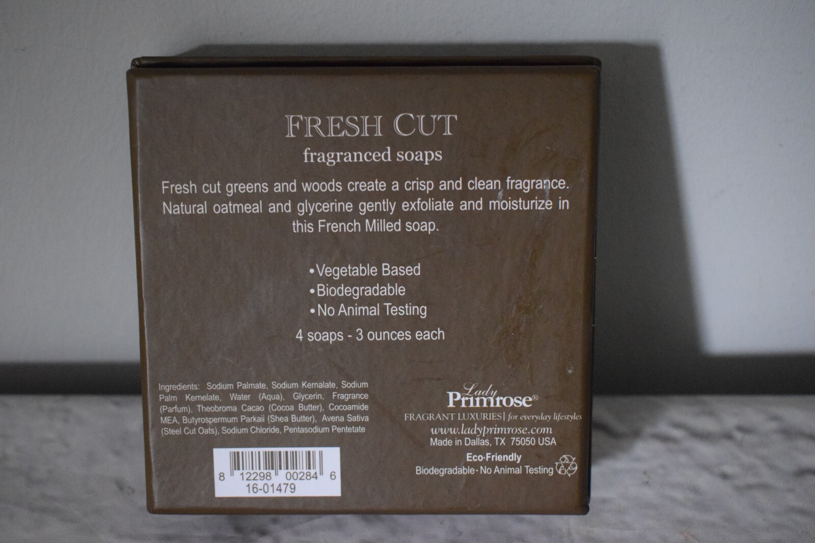Lady Primrose Fresh Cut Fragranced Soap 4 Three Oz. Bars in Box French Milled