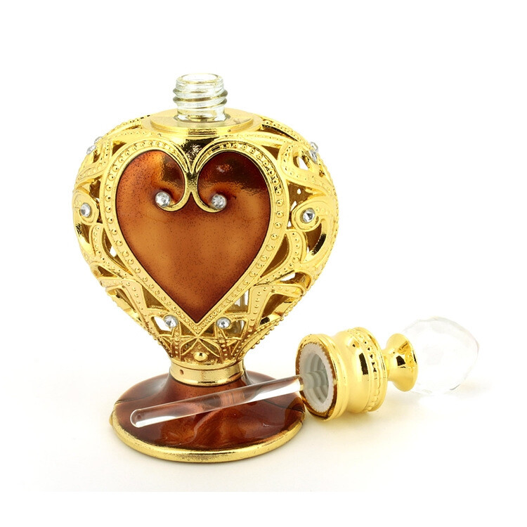 12ml Vintage Love Heart Empty Metal Perfume Bottle Refillable Aromatherapy oils