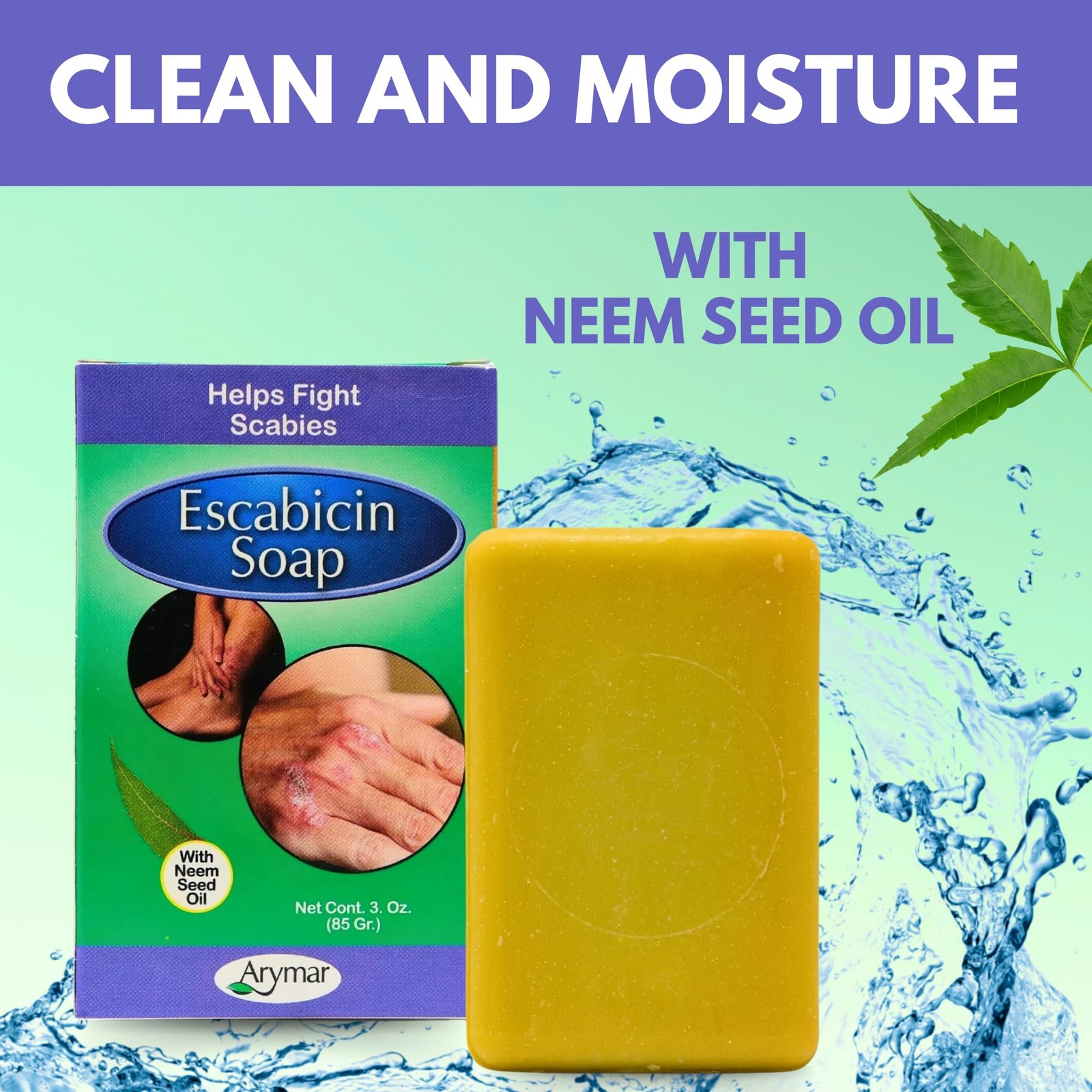 Escabicin Sulfur Soap Bar with Neem Oil: 3 oz Deep Cleansing Formula for Oily…