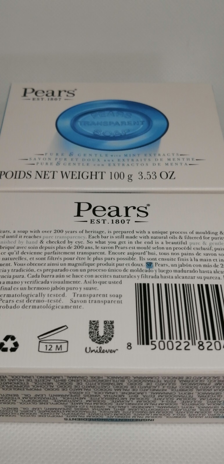 Pack of 2 Pears Transparent Soap Blue 100 g 3.53 Oz!