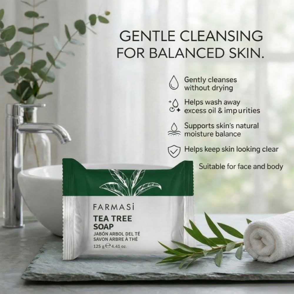 FARMASi Tea Tree Soap, Clarifying Daily 4.41 Ounce (Pack of 1), White