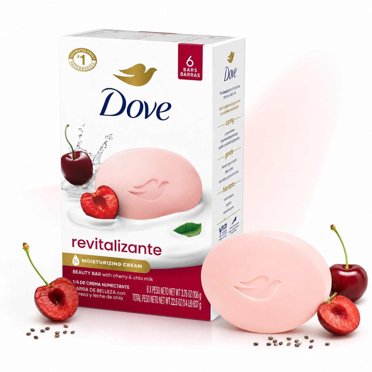 2x 6 Dove Revitalizante Moisturizing Beauty Bar Soap Cherry & Chia Milk 3.75 oz