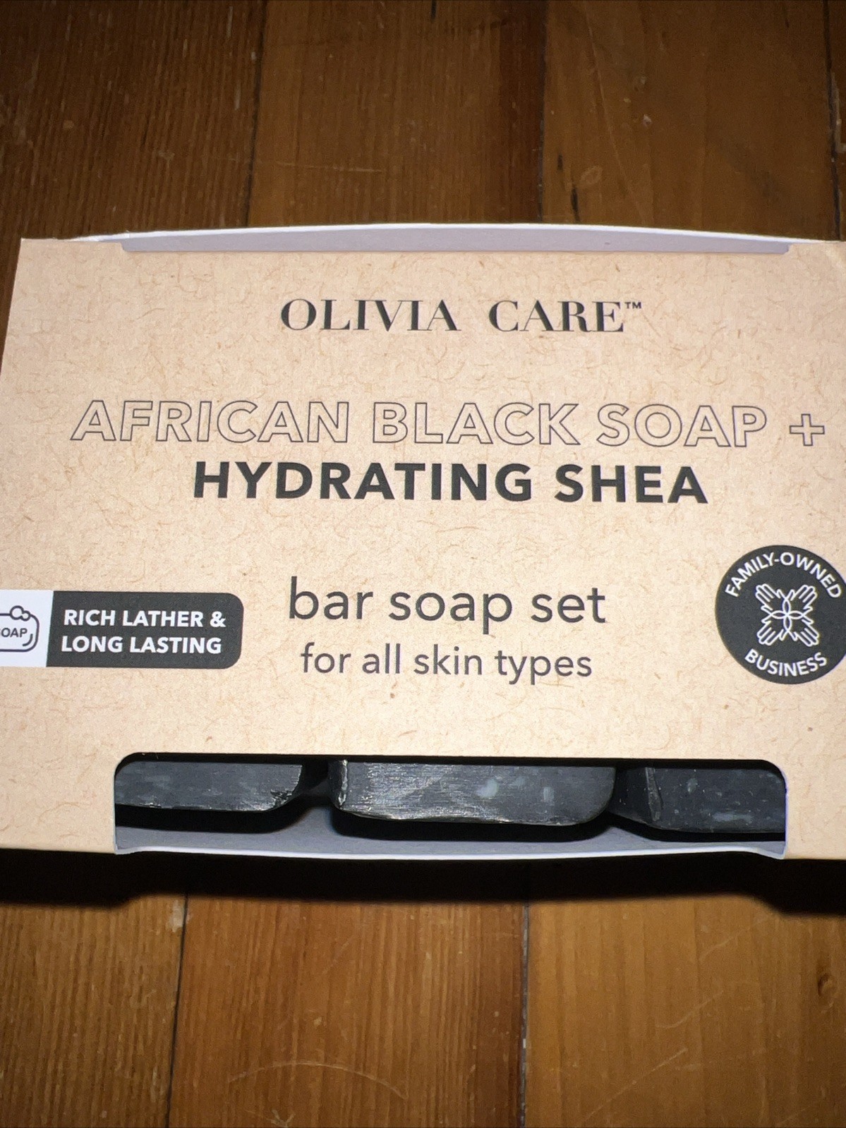NIB Olivia Care AFRICAN BLACK BAR SOAP Hydrating SHEA 3pc Set 5oz each
