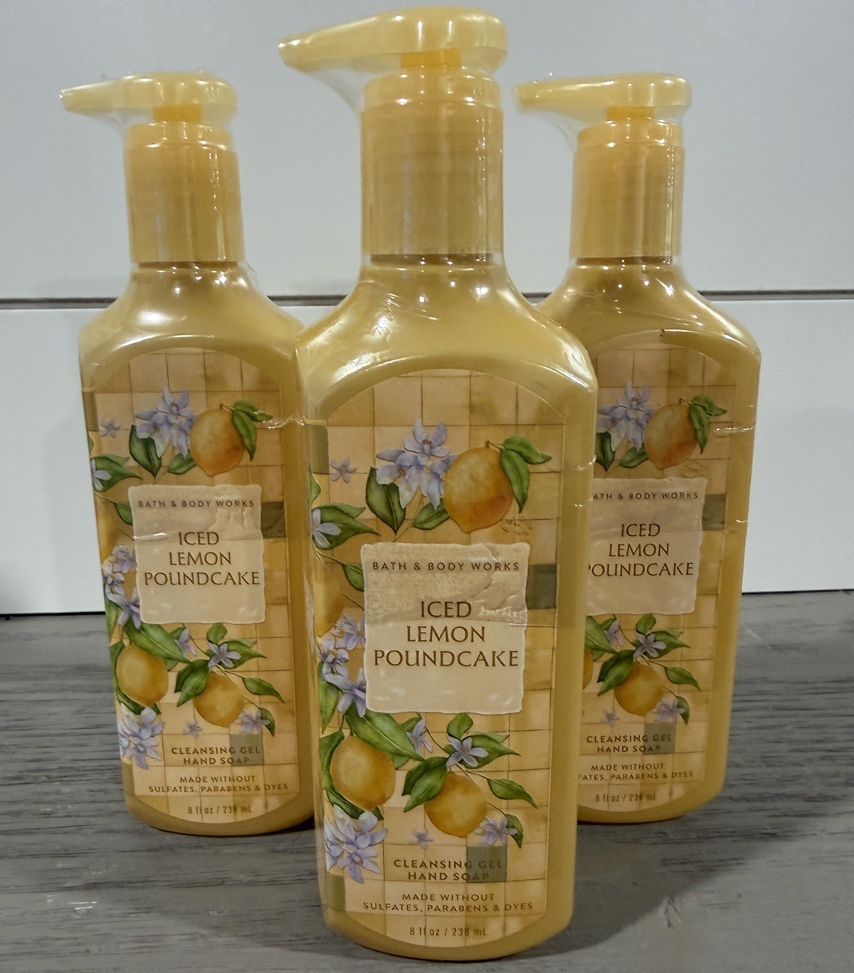 Bath & Body Works Cleansing Gel Hand Soap Lot Set of 3 ICED LEMON POUNDCAKE