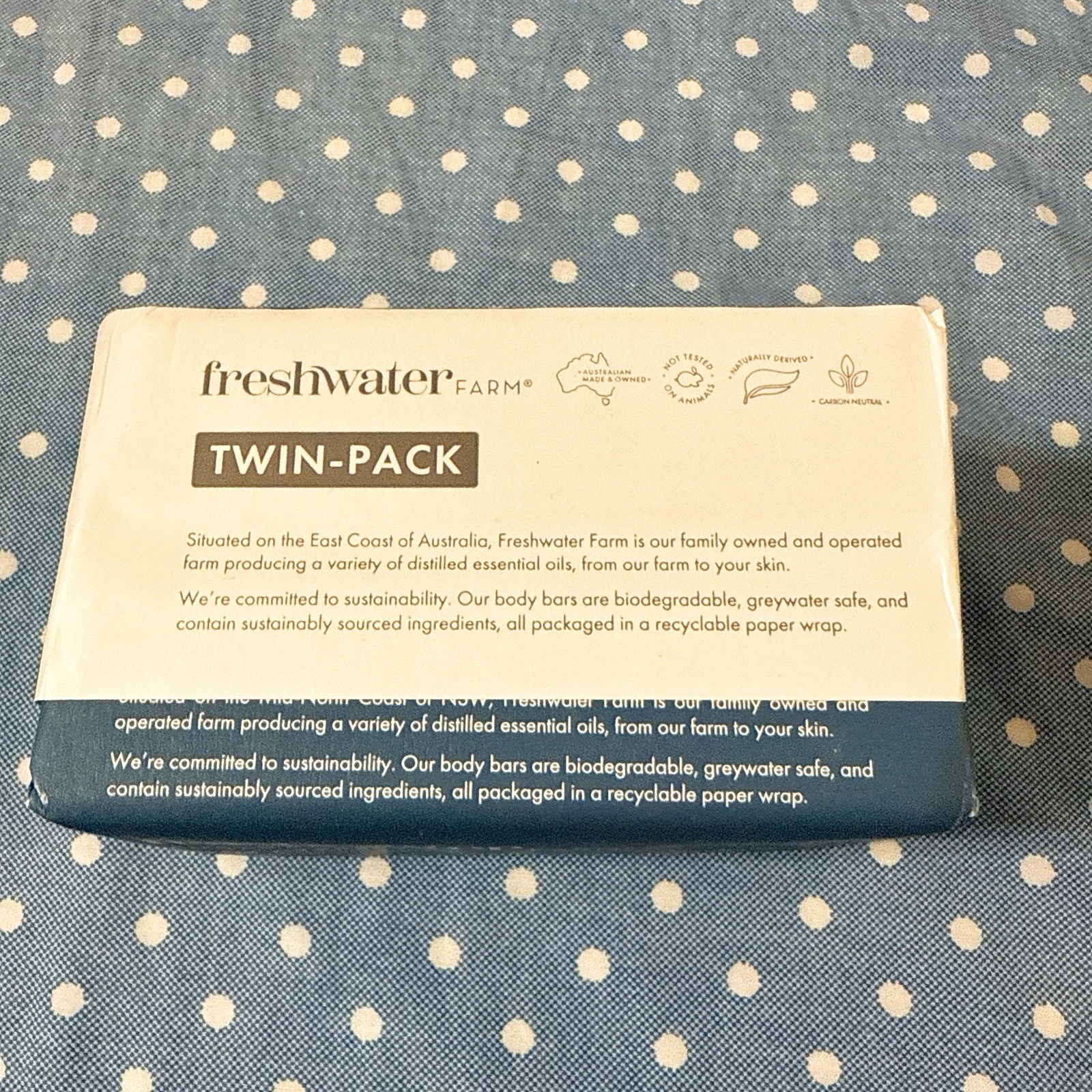 2X Freshwater Farm Australia Natural Soap Bar- Blue Cylpress + Juniper Berry Oil