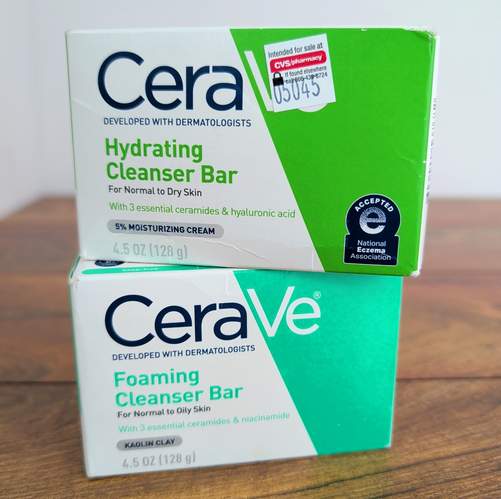 CeraVe Foaming Cleanser Bar, Kaolin Clay & Hydrating Cleanser Bar – 4.5oz Each