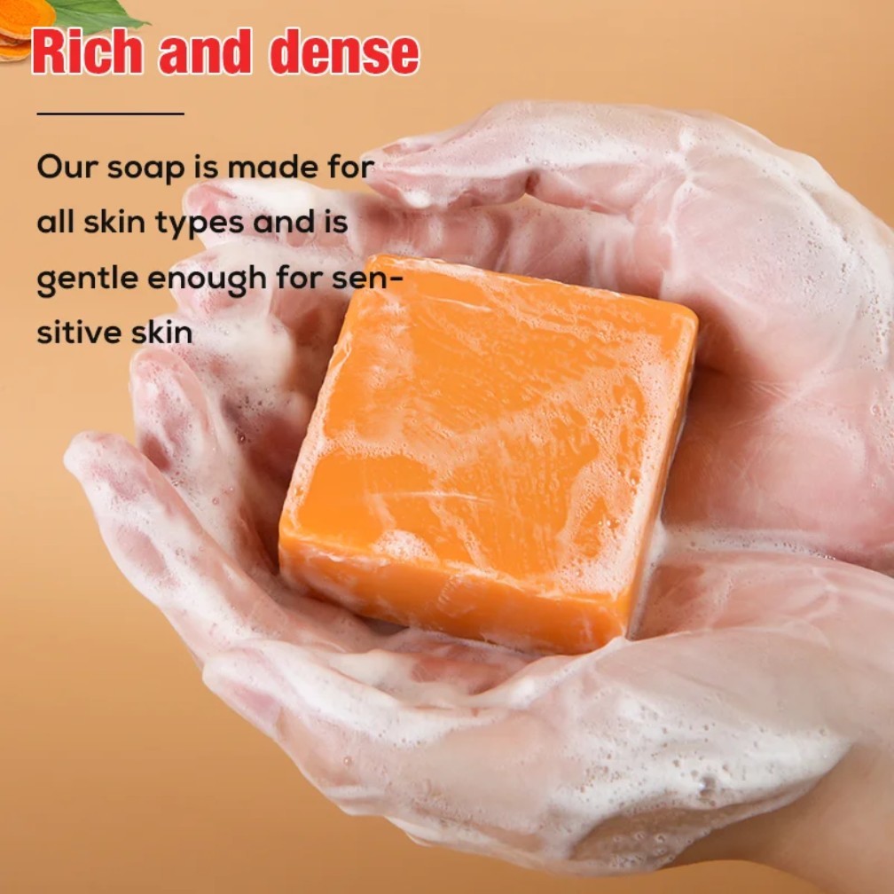3 Bar djayna Turmeric Soap, 100 grams (3.5oz) Exfoliating for Face and Body