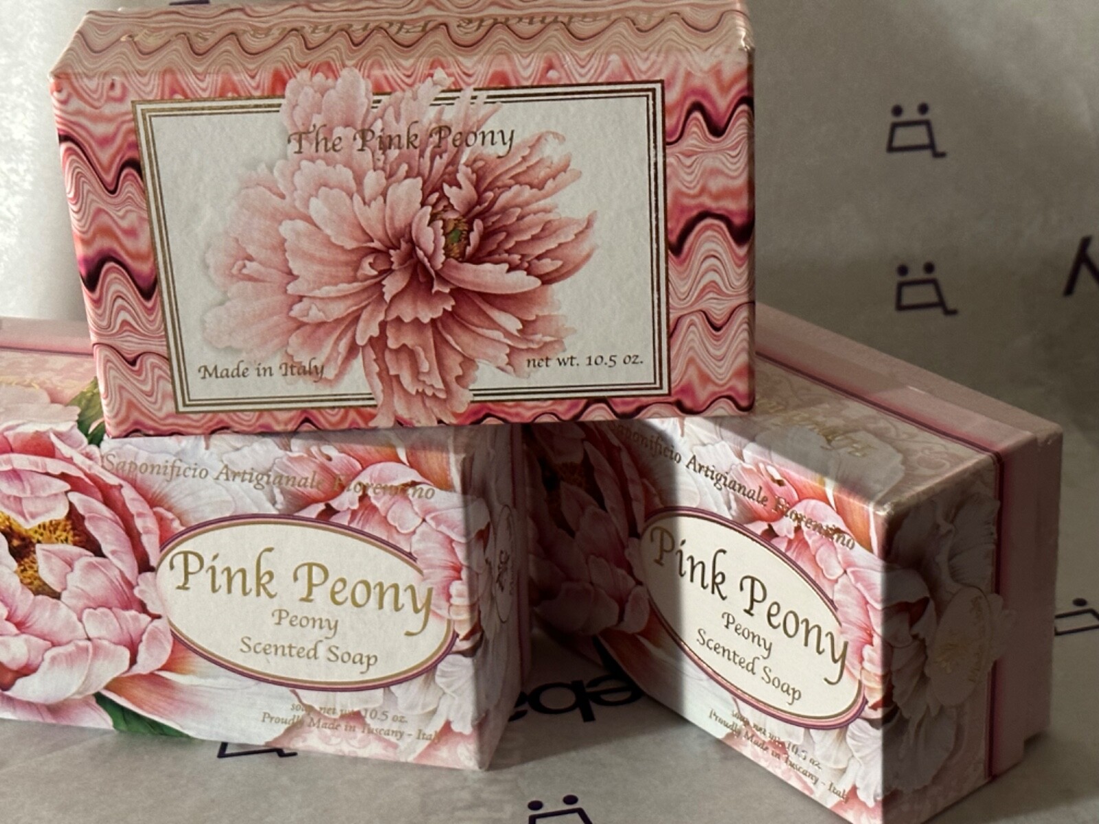 SAPONIFICIO ITALY PINK PEONY SCENTED 3-10.5oz HANDMADE FLORENTINE SOAPS