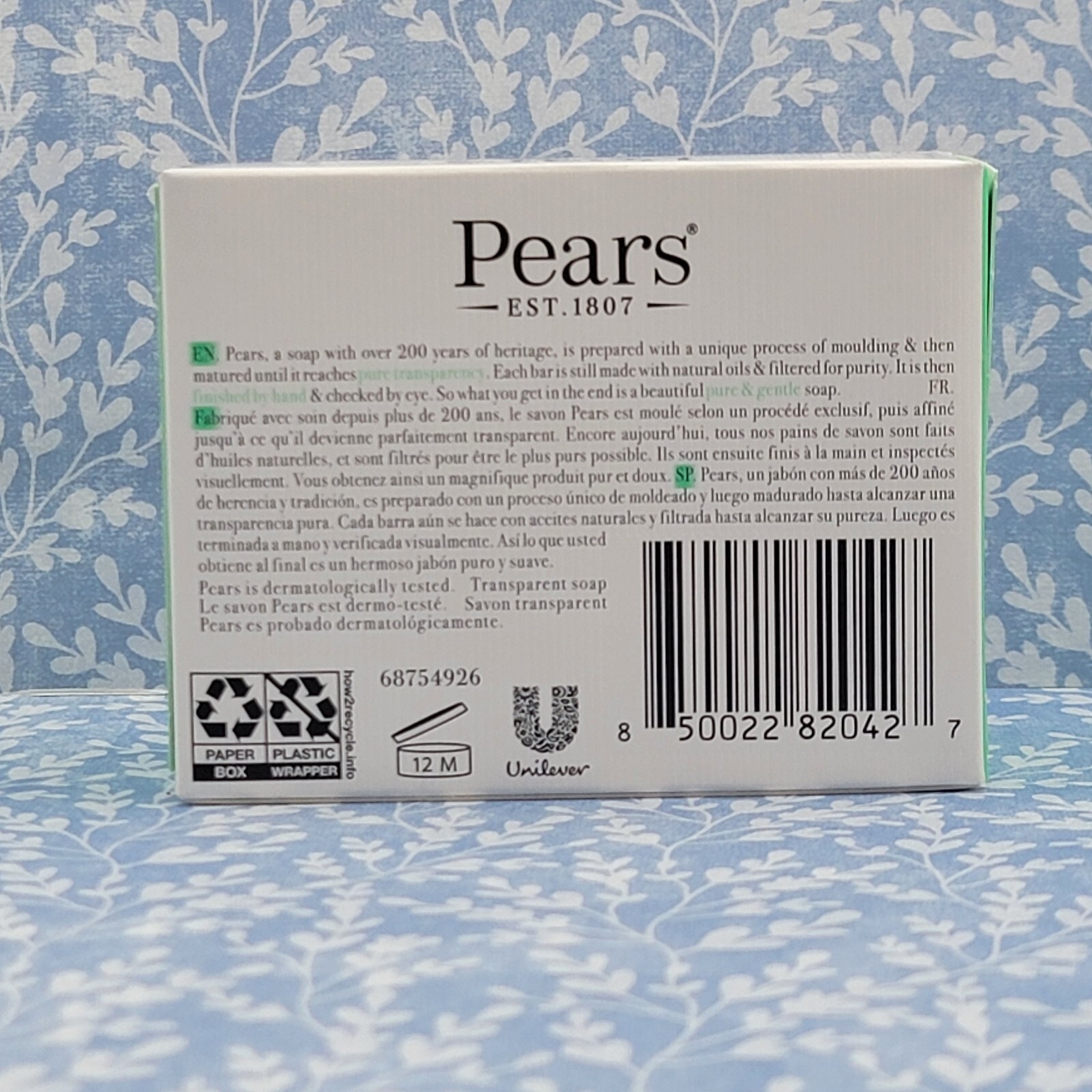 3 PEARS Soaps Plant Oils Lemon Flower Mint Extract Pure & Gentle 100g 3.53 oz