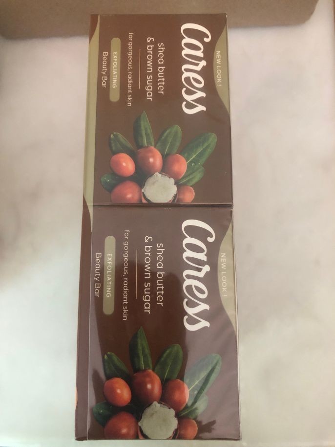 8 Bars Caress Soap SHEA BUTTER & BROWN SUGAR EXFOLIATING Beauty Bars 3.75oz