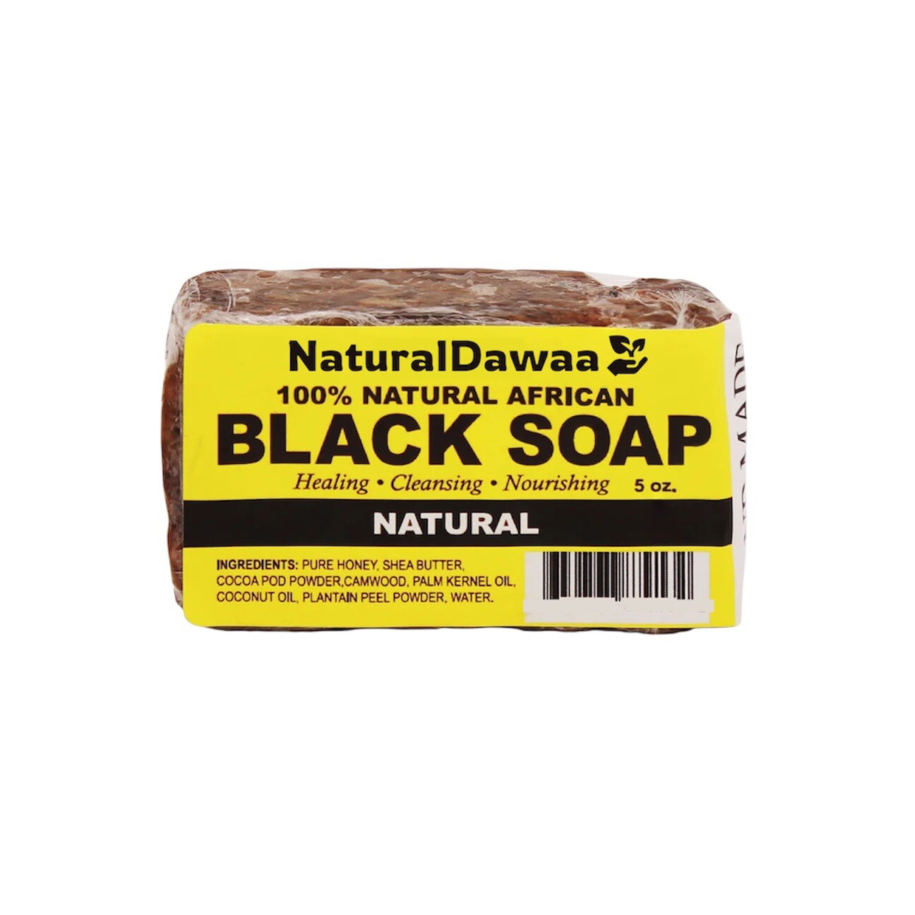 Premium Handmade African Black Soap – 5oz with Shea Butter, Honey Made In GHANA