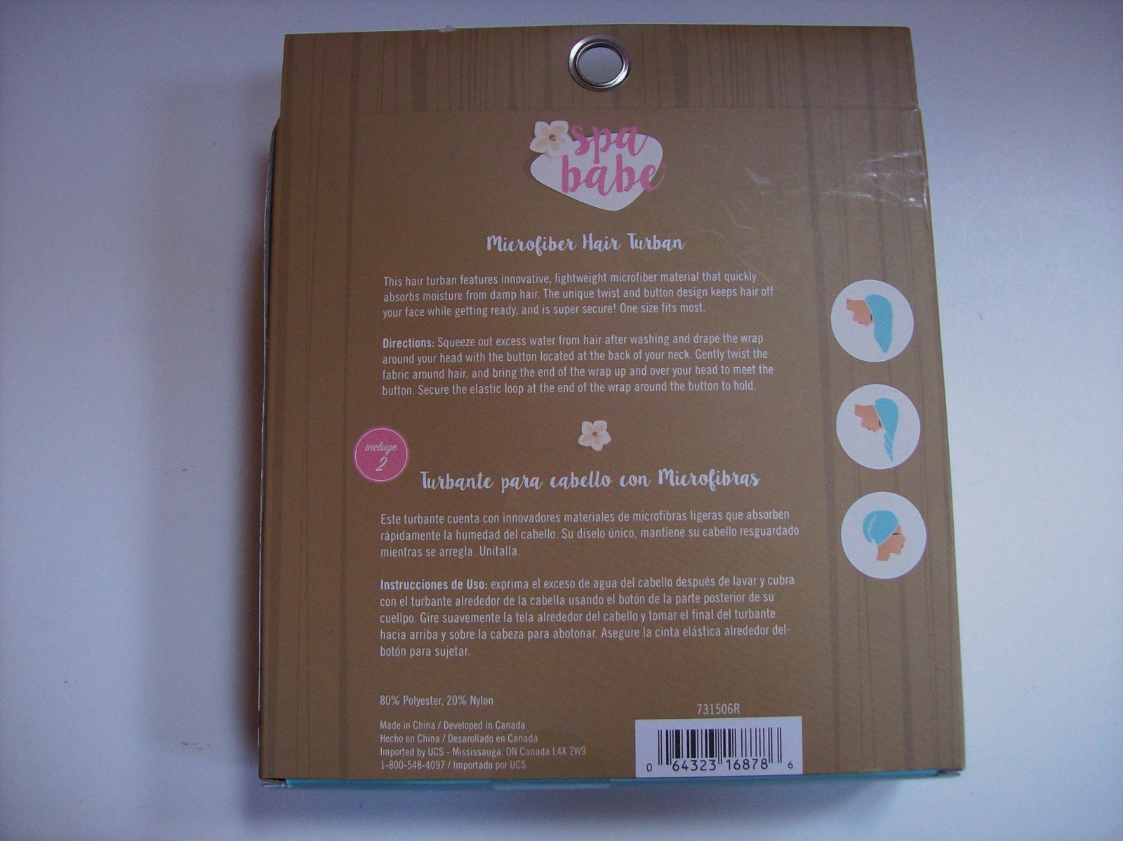 Spa Babe Hair Towel 2 Hair Turban Quik Dry Snug Fit Bath Spa Microfiber OSFM NIB