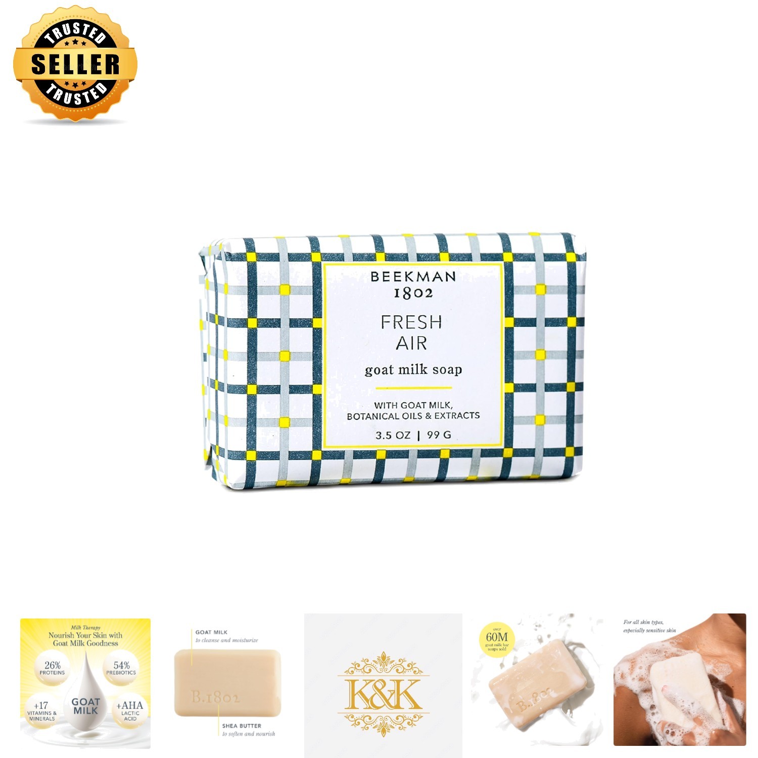 Moisturizing Goat Milk & Shea Butter Soap Bar – Non-Drying, Fresh Air Scent