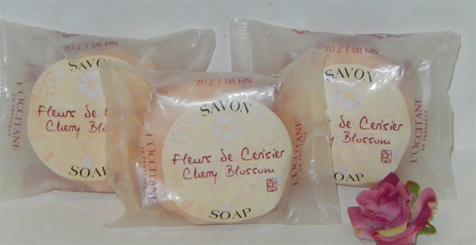 L’OCCITANE Fleurs de Cerisier Cherry Blossom Perfumed Soap x3 ~ 50g/1.7 oz Each