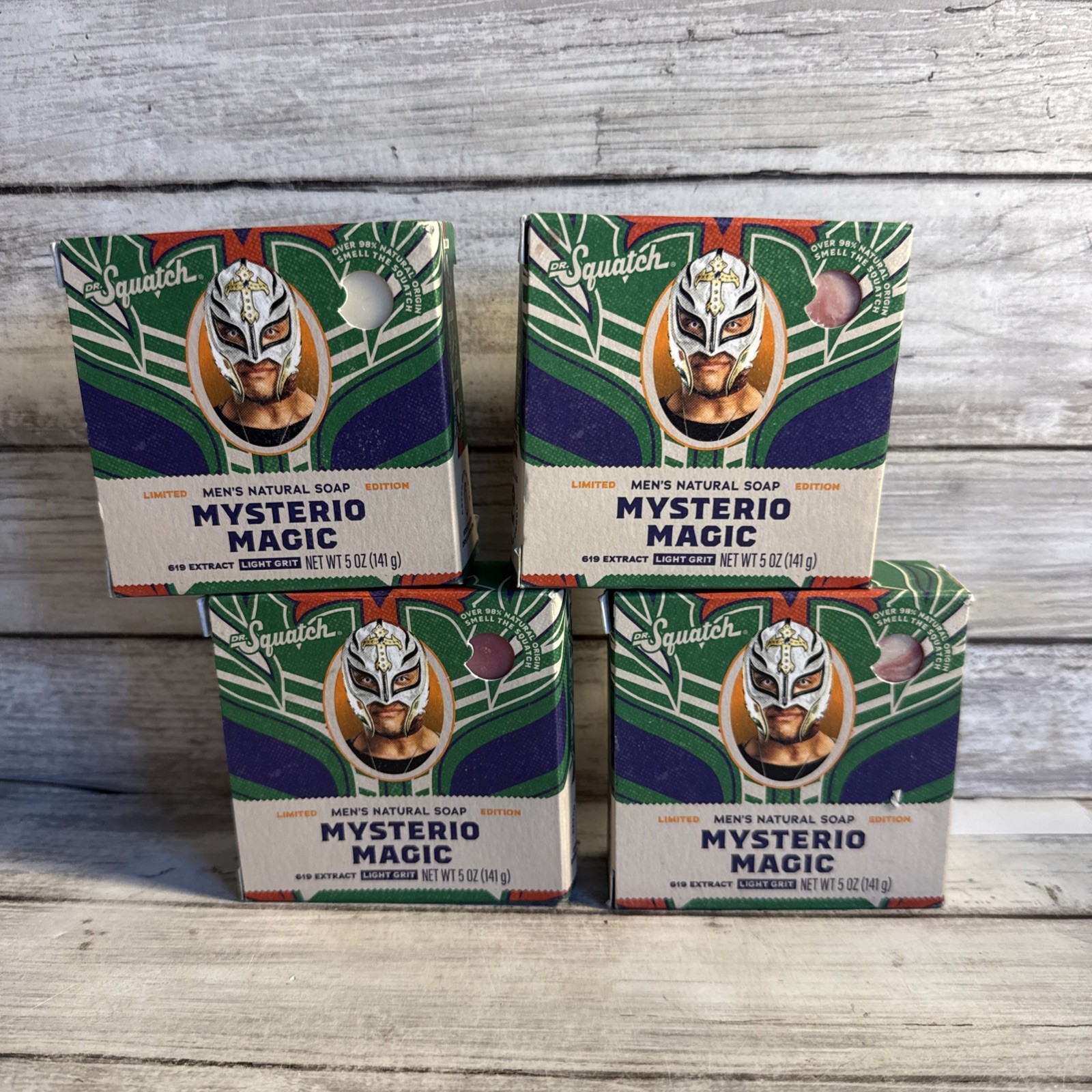 Lot Of 4 Dr. Squatch Limited Edition Mysterio Magic Natural Soap Light Grit