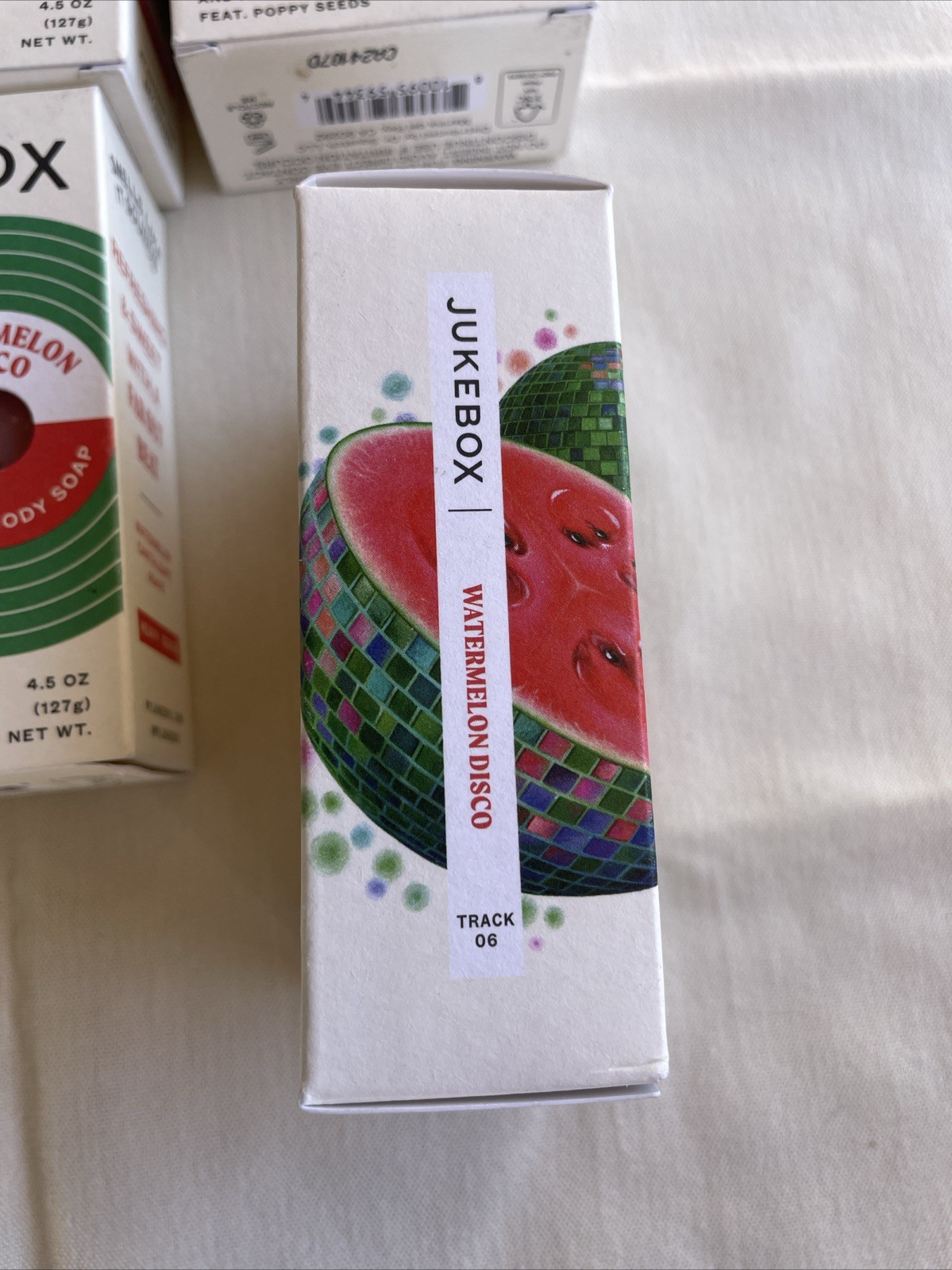 Lot Of 4 JUKEBOX Watermelon Disco Body Soap W/ Poppy Seeds 4.5oz/bar Dr. Squatch