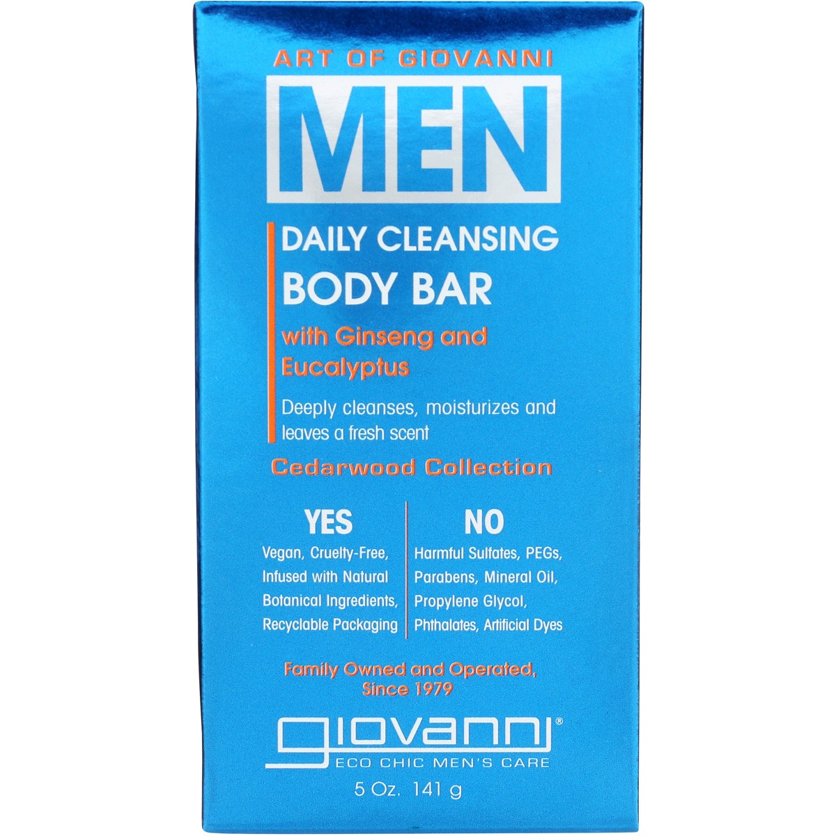 Giovanni Men Daily Cleansing Body Bar 5 Oz Cedarwood 3 Pack