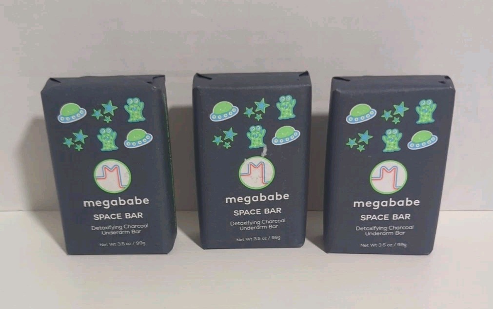 Lot of 3-Full Size MEGABABE SPACE BAR Detoxifying Underarm Bar 3.5 oz ea NEW