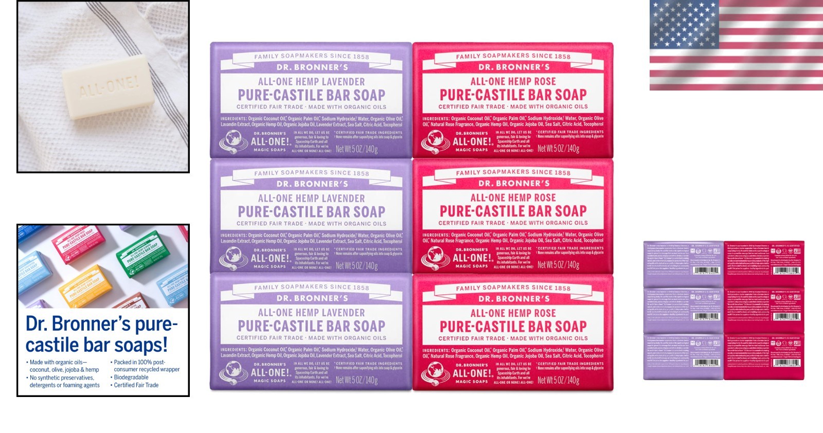 Biodegradable Castile Soap Bars, 6 Pack