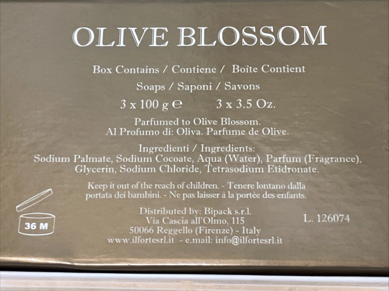 Olive Blossom Fine Italian Soap Box Of 3 x100 Grams NO