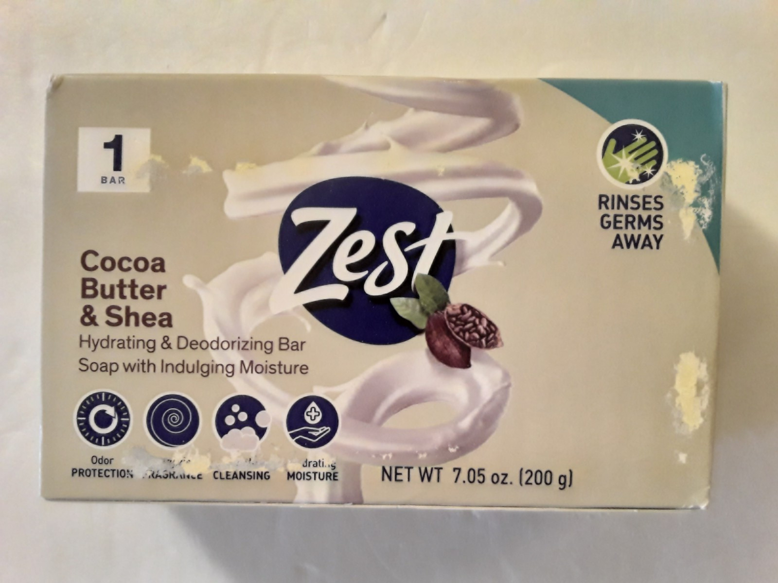 Cocoa Butter & Shea Zest Deodorizing Bath Soap Lot of 4- 7 oz. Hydrating Bars