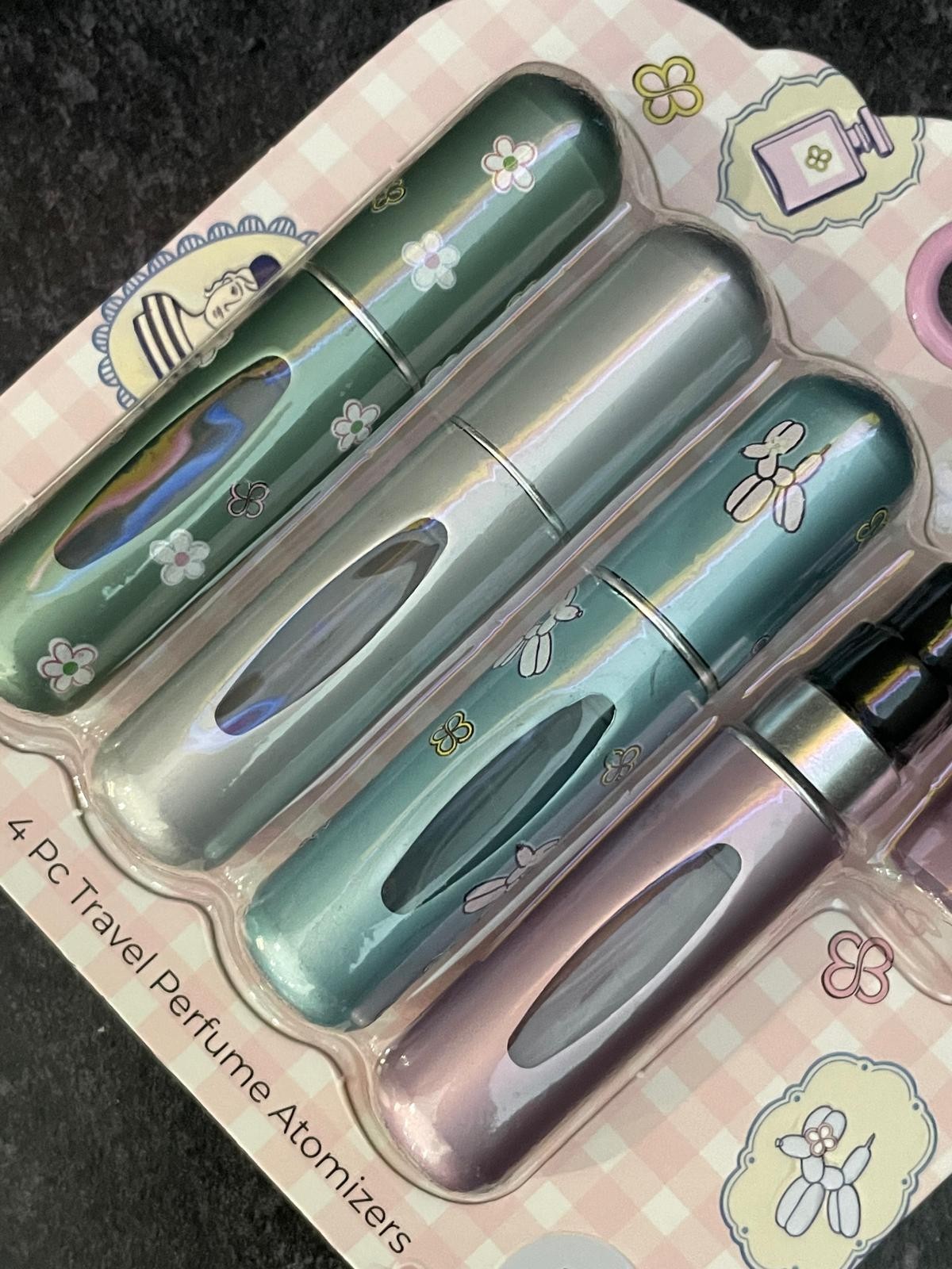 Marie Claire 4Pc Travel Perfume Atomizers Refillable Mini Spray Bottles