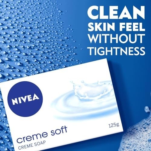Nivea Creme Soft Soap 125g Pack of 4 Moisturizing Cream Bath Bars Fresh FS