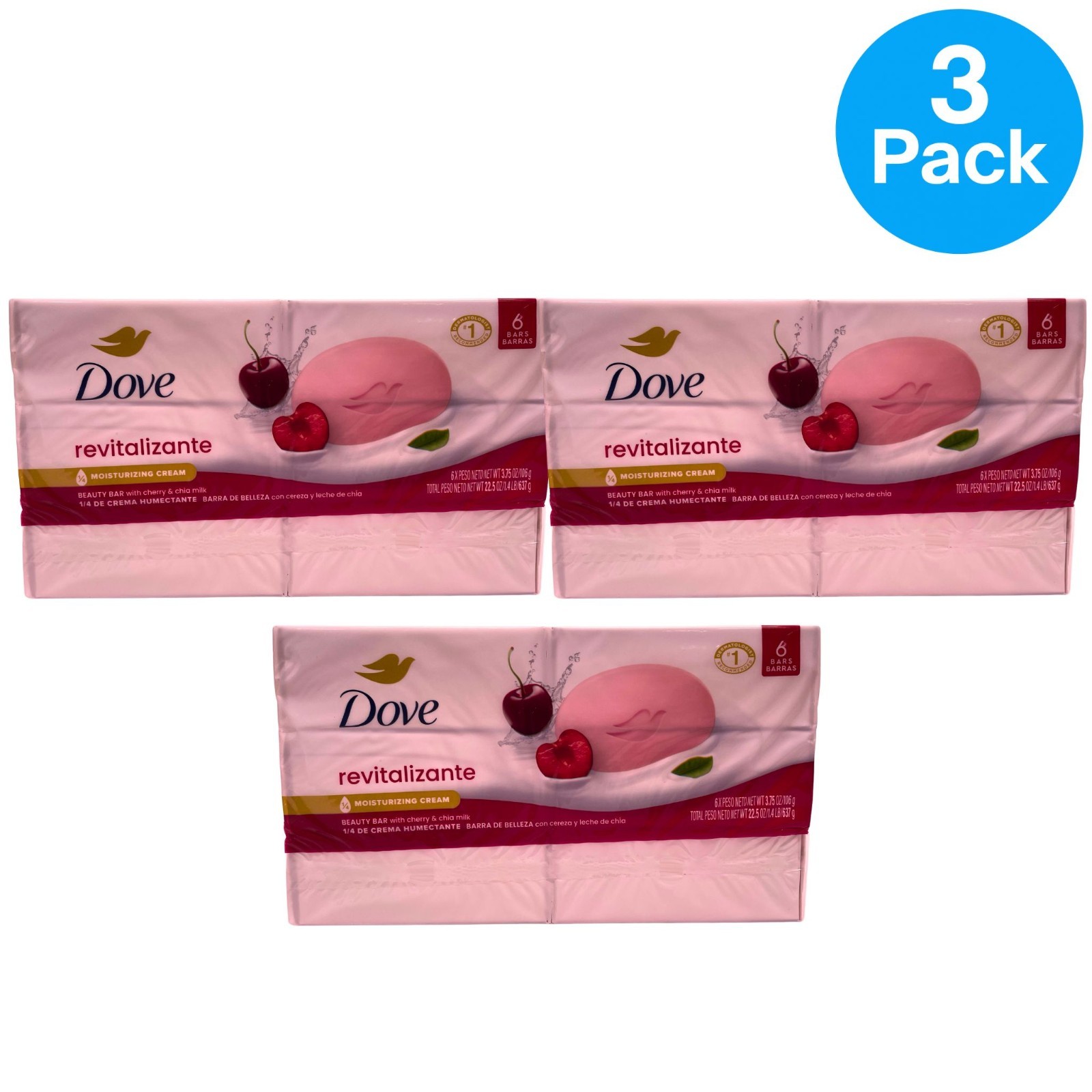 1. Título Dove Revitalize Cherry Chia Milk Beauty Bar 6 Ct 3 Pack New