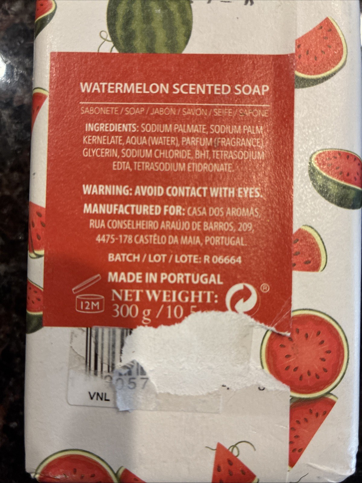 CASA DOS AROMAS WATERMELON Triple Milled Scented Soap Bar 10.5 Oz Fresh