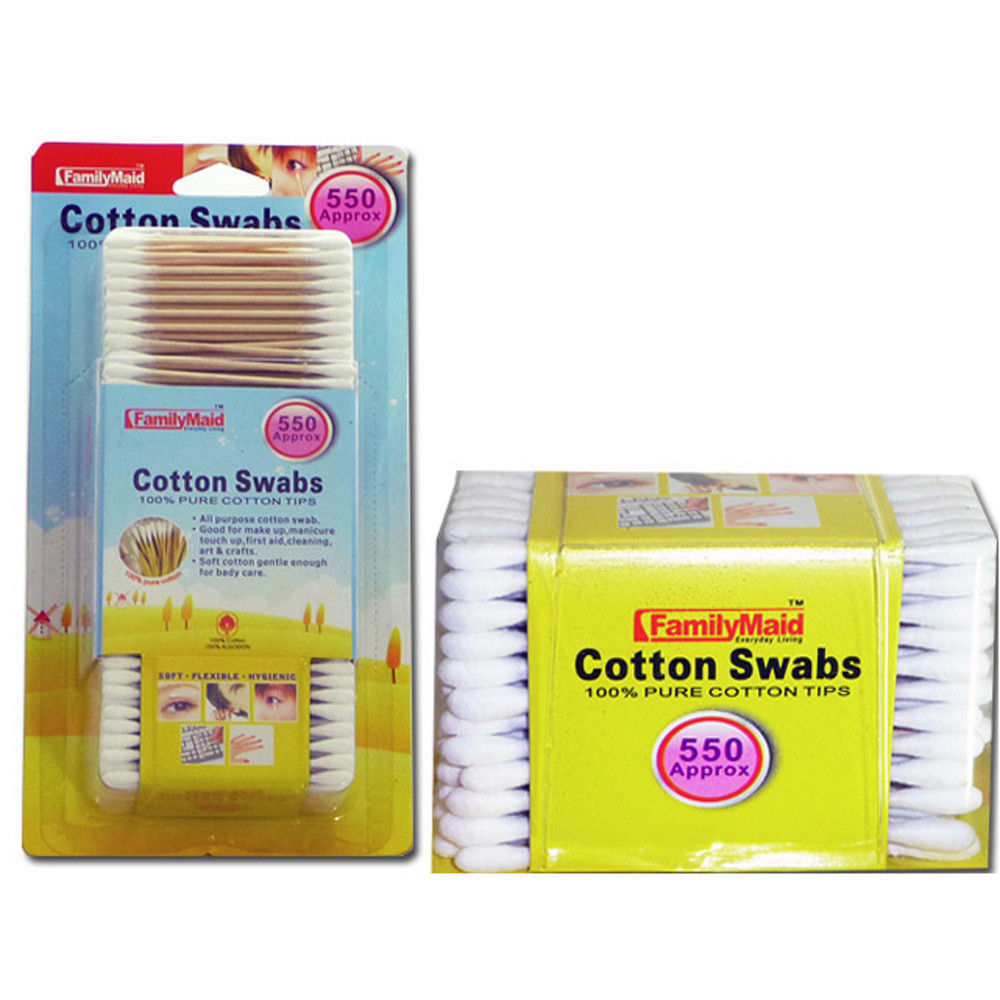 550 pcs Sanitary Cotton Swab Bud Q-tip Clean Makeup Double Tip Wooden Stick AD-5