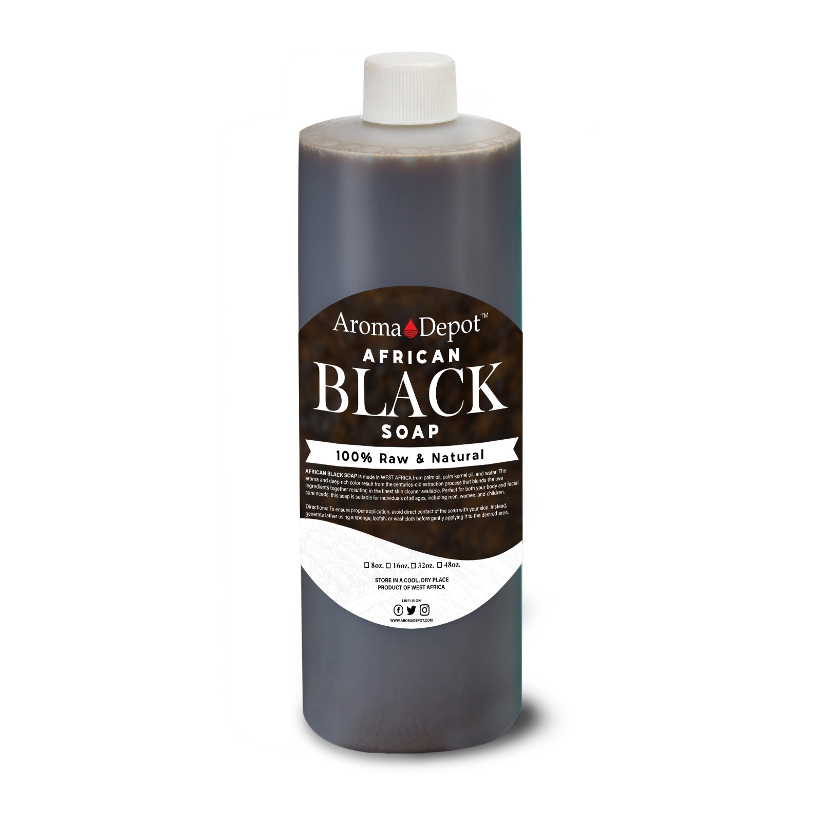 Black Soap Liquid 16 oz. African Soap Natural Wash Face Body Hair Raw Shampoo