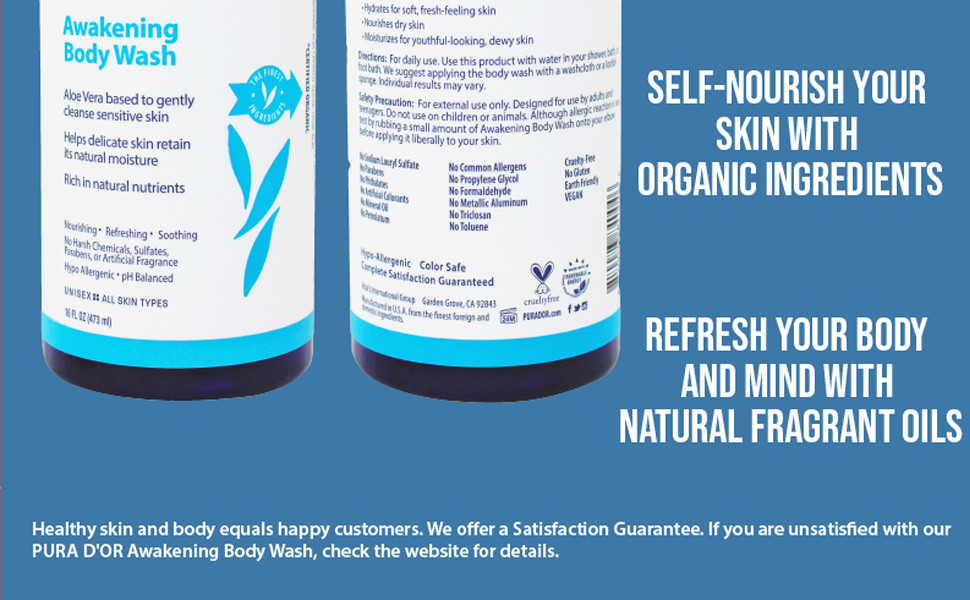 16 Oz Awakening Body Wash with Aloe Vera, Chamomile, Lavender, Tea Tree and