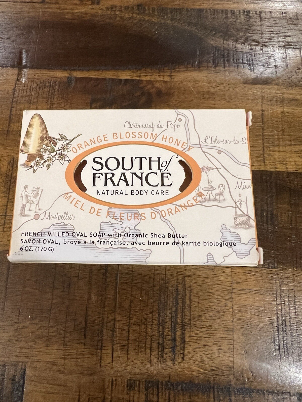 NIB South of France Natural Body Care Orange Blossom Honey Bar Soap 6oz